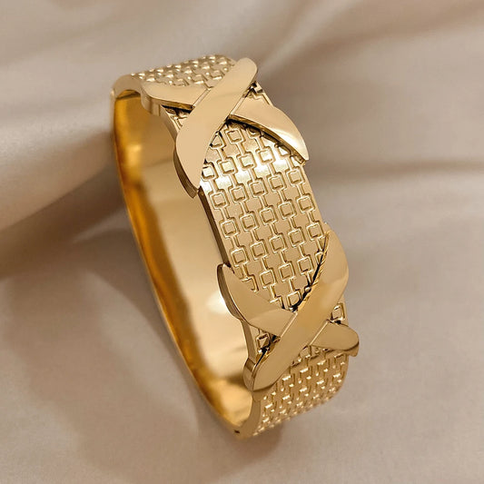 AENSOA Inlaid Rhinestone Zircon Stainless Steel Bracelet