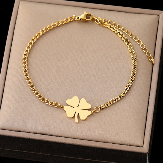 DOTIFI Stainless Steel Classic Lucky Clovers Bracelet for Women