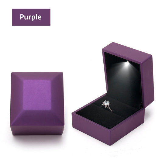 LED Ring Necklace Pendant Box Luxury Velvet Rubber with Light