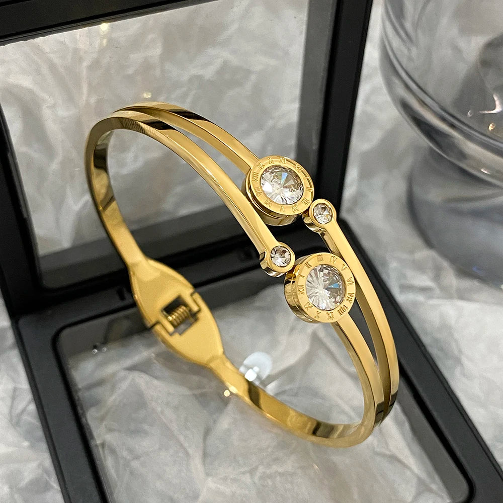 AENSOA Trend Charm 18K Gold Plated Stainless Steel Bracelet