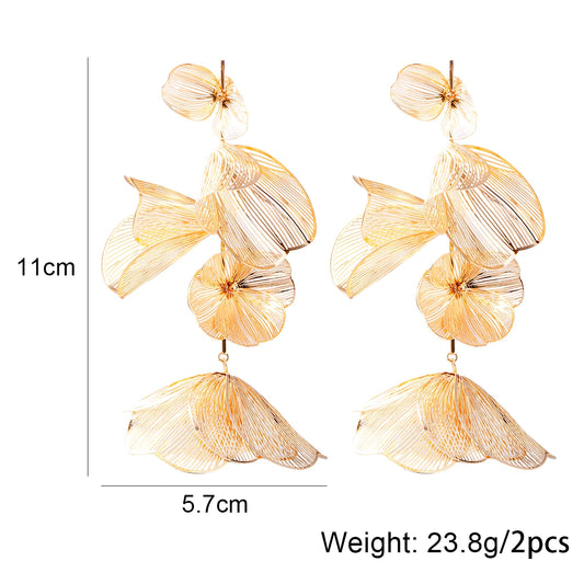 Long Tassel Flower Drop Dangle Earrings