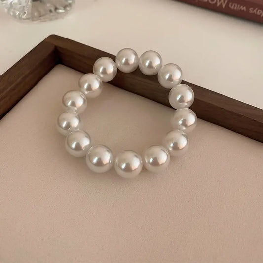 CHYVENEE Elegant White Faux Pearls Beaded Bracelet