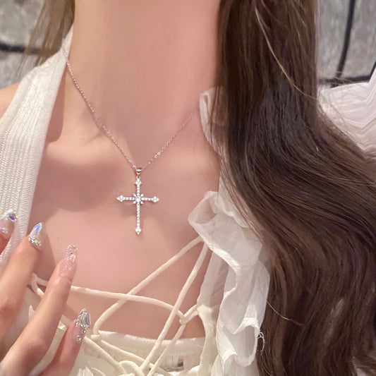 Fashion Crystal Zircon Cross Pendant Necklace