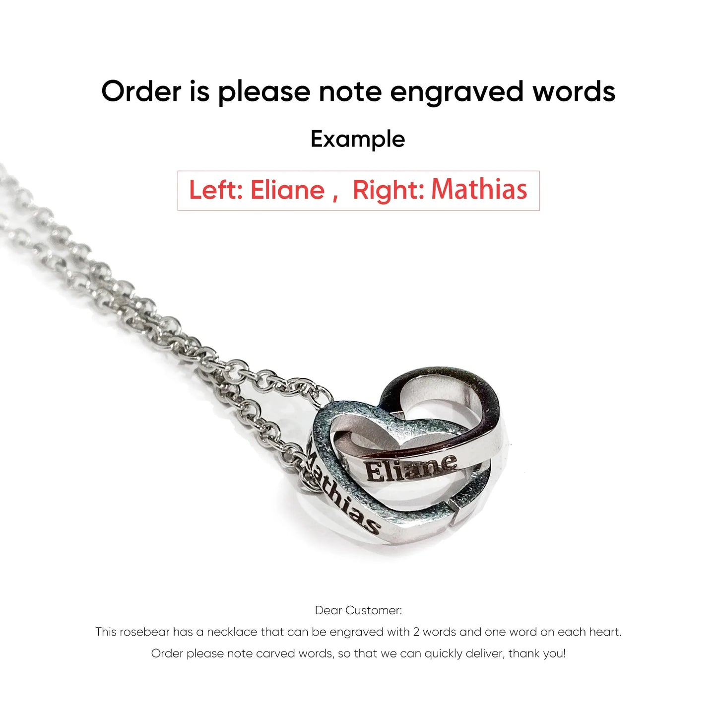 Eternal Rose Teddy Bear Gift Box with Necklace