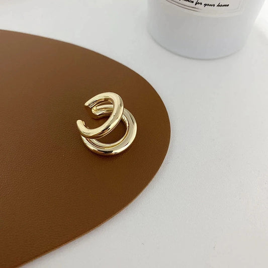 Fake Piercing Ear Cuff Double Circle Faux Earrings
