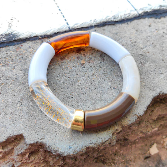 FISHSHEEP Bohemia Acrylic Colorful Bamboo Stackable Chunky Bracelet