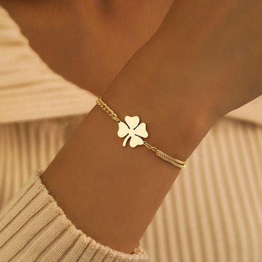 DOTIFI Stainless Steel Classic Lucky Clovers Bracelet for Women