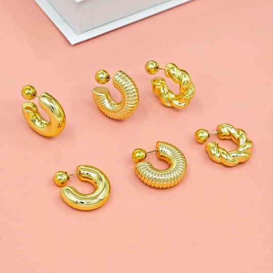 Fashionable C-Shaped Earrings with Unique Design