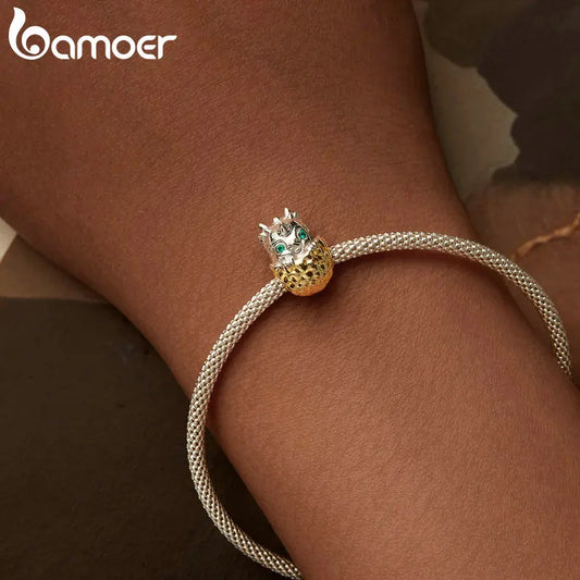 BAMOER  925 Sterling Silver Easter  Cute Dragon Egg Beads Bracelet