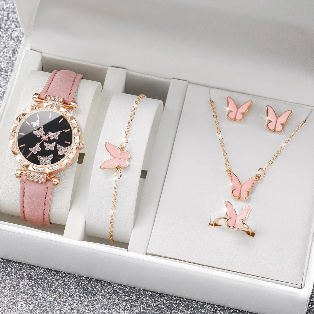 5Pcs/Set Fashion Butterfly Women Watch