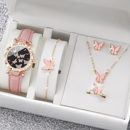 5Pcs/Set Fashion Butterfly Women Watch