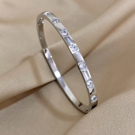 AENSOA Simple Classic Gold Plated Stainless Steel Bracelet