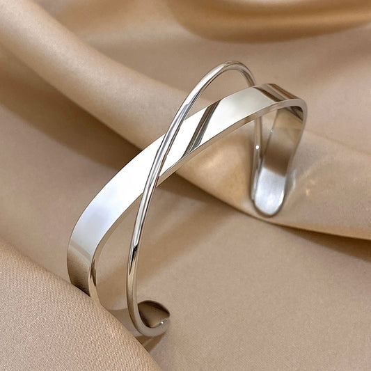 AENSOA Simple Smooth Stainless Steel Bracelet