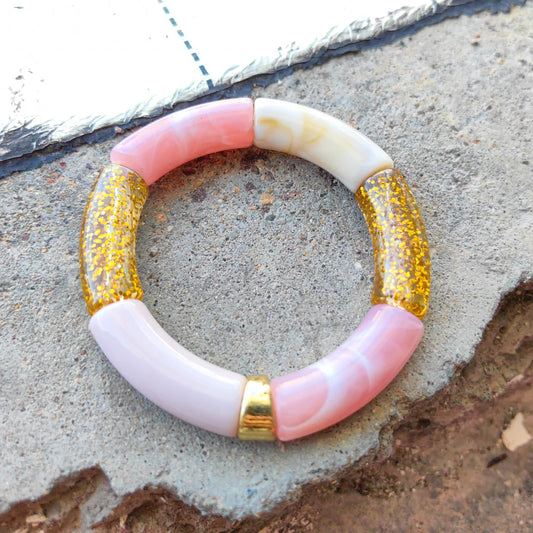 FISHSHEEP Bohemia Acrylic Colorful Bamboo Stackable Chunky Bracelet