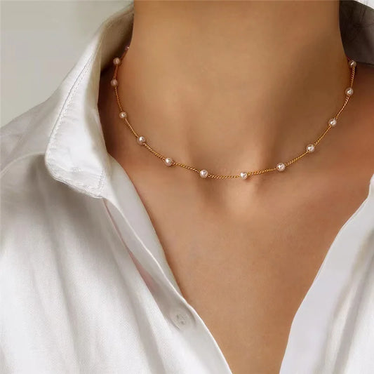 FTCY 14K Gold 3 Pcs Pearl Necklace Set for Women