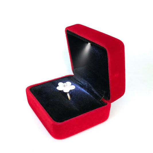 LED Ring Necklace Pendant Box Luxury Velvet Rubber with Light