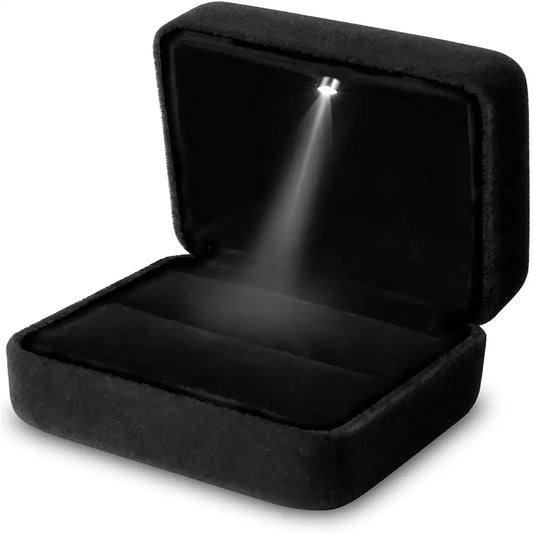 LED Ring Necklace Pendant Box Luxury Velvet Rubber with Light