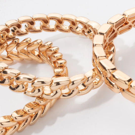 BEUTIFOR Gold Color Cuban Link Bracelet Set