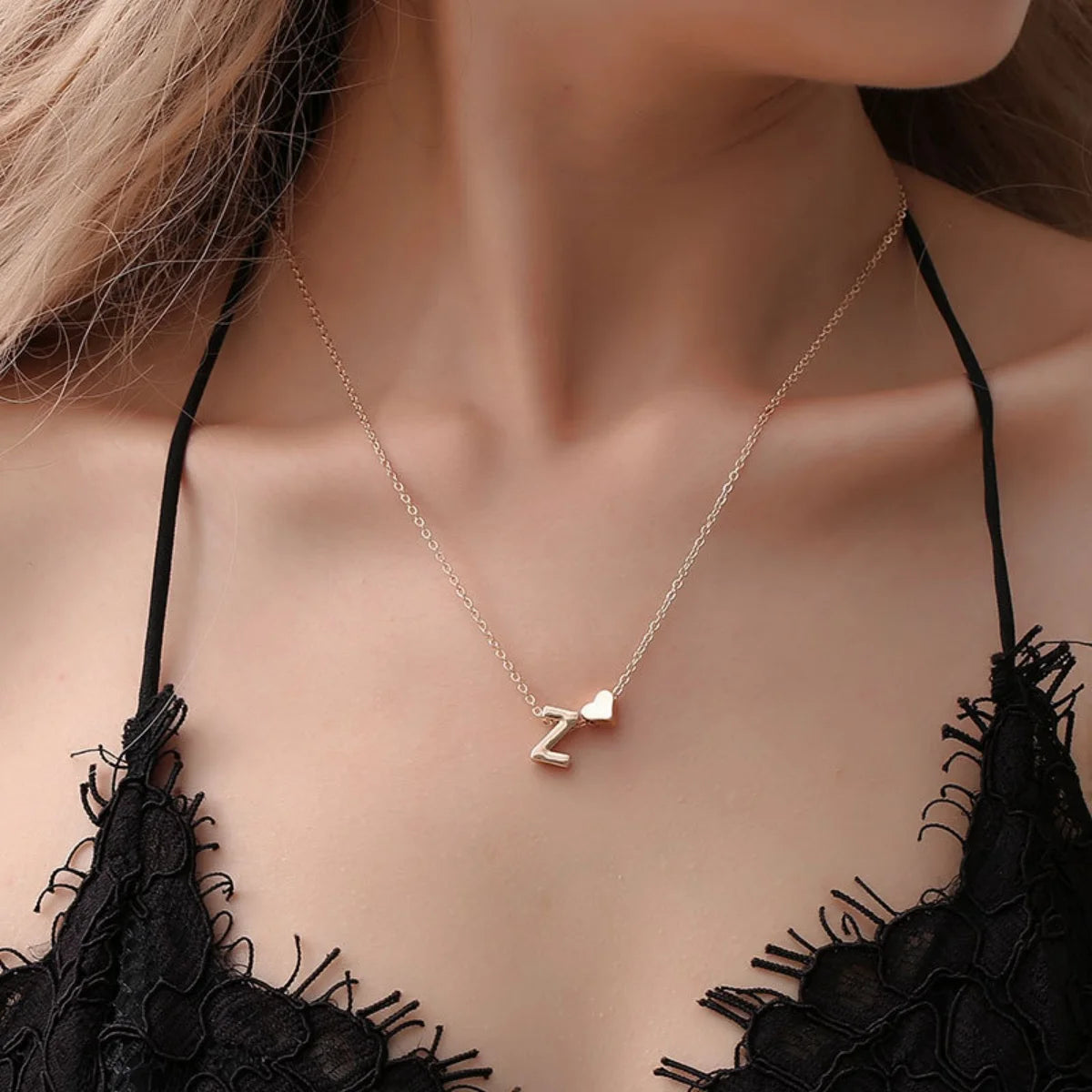 Initial 26 Letters Heart Necklace for Women