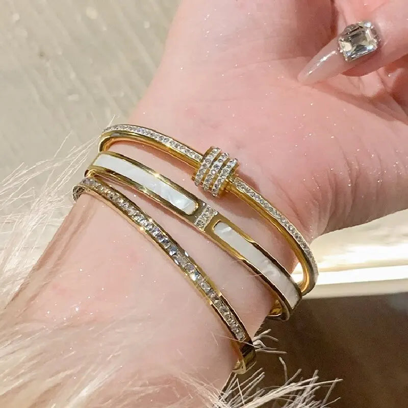 1Pc Titanium Steel Stainless Steel Gold Plated Bracelet for Women