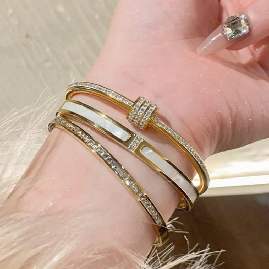 1Pc Titanium Steel Stainless Steel Gold Plated Bracelet for Women