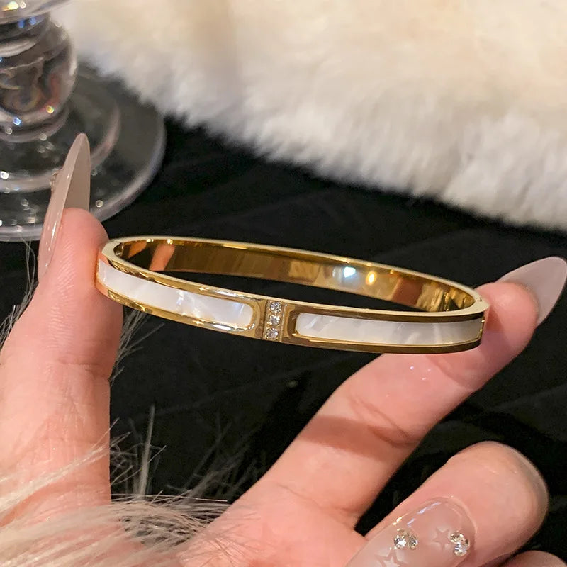 1Pc Titanium Steel Stainless Steel Gold Plated Bracelet for Women