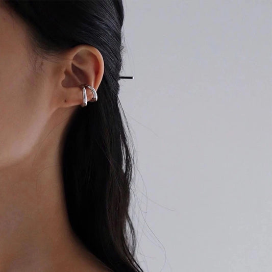 Fake Piercing Ear Cuff Double Circle Faux Earrings