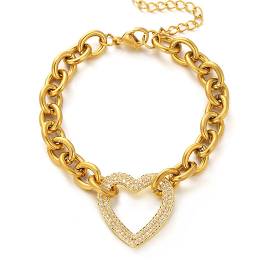 AENSOA Thick Chain Stainless Steel Bracelet