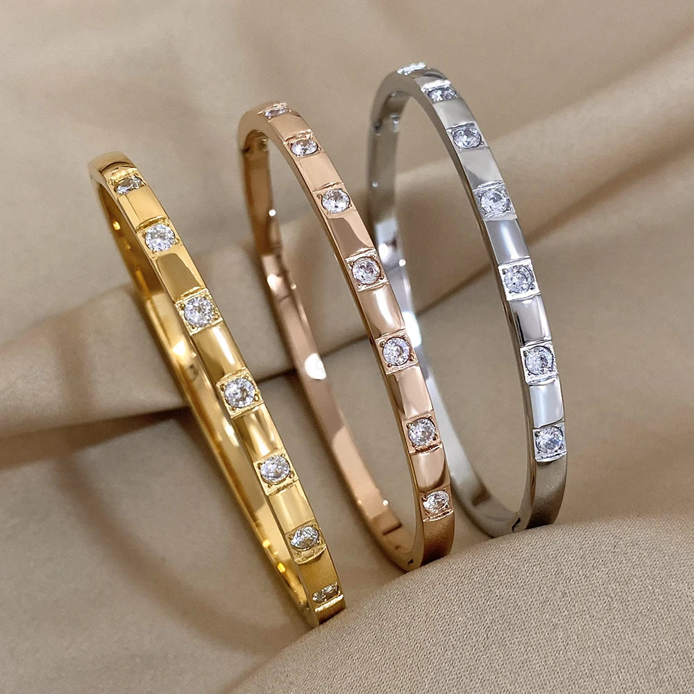 AENSOA Simple Classic Gold Plated Stainless Steel Bracelet