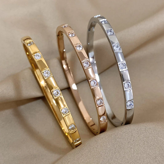 AENSOA Simple Classic Gold Plated Stainless Steel Bracelet