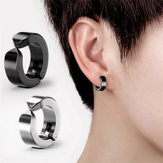 2 Pcs UNISEX 316L Fashion Stainless Steel Cuff Earrings