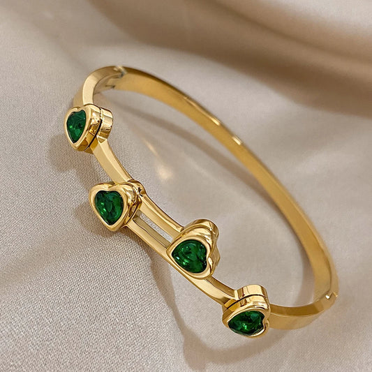 AENSOA 1PC Cubic Zirconia Heart Bracelet
