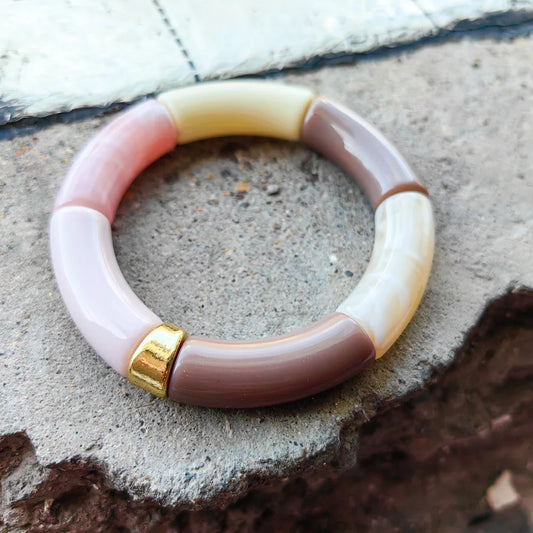FISHSHEEP Bohemia Acrylic Colorful Bamboo Stackable Chunky Bracelet
