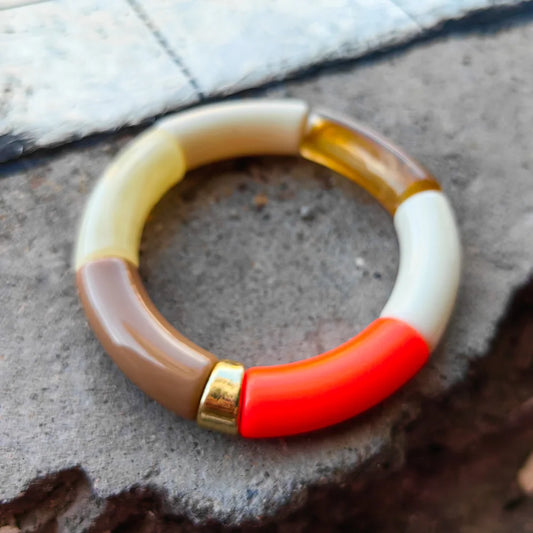 FISHSHEEP Bohemia Acrylic Colorful Bamboo Stackable Chunky Bracelet