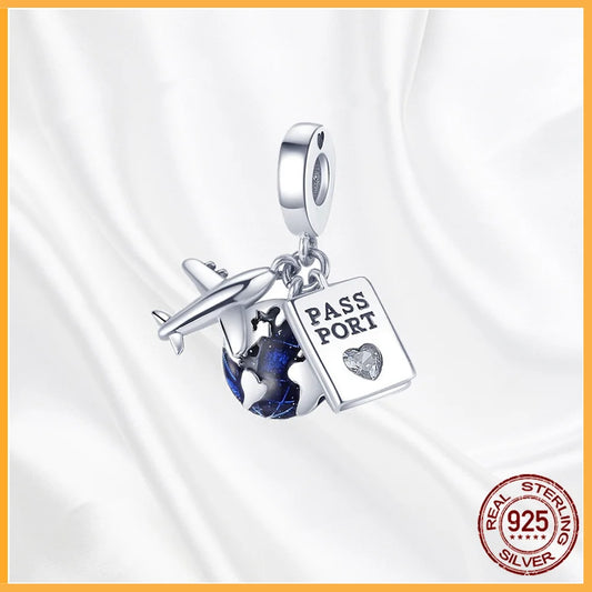 925 Sterling Multiple Shapes Silver Dangle Beads Charm Bracelet