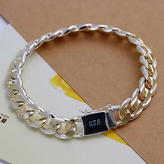 ALIZERO 925 Sterling Silver Noble Nice Chain Solid Bracelet