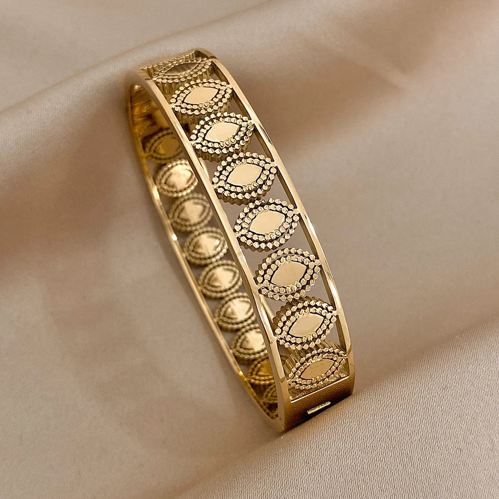 AENSOA Inlaid Rhinestone Zircon Stainless Steel Bracelet