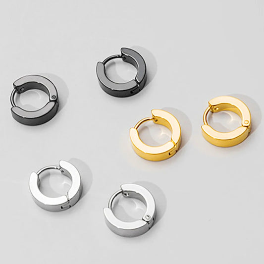1 Pair Multi Types UNISEX Black Gold Color Stainless Steel Earrings