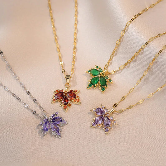 RINHOO FRIENDSHIP Micro Inlaid Zircon Butterfly Tassel Necklace for Women