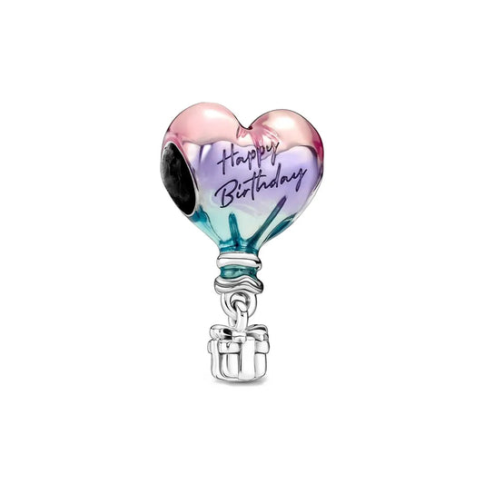 Spring Pink Series 925 Sterling Silver Multi Shapes Enamel Dangle Pendant
