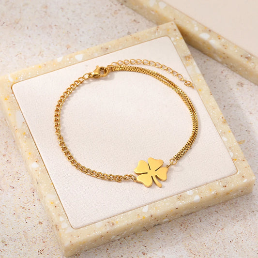 DOTIFI Stainless Steel Classic Lucky Clovers Bracelet for Women