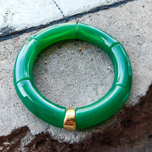 FISHSHEEP Bohemia Acrylic Colorful Bamboo Stackable Chunky Bracelet