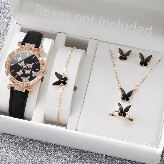 5Pcs/Set Fashion Butterfly Women Watch