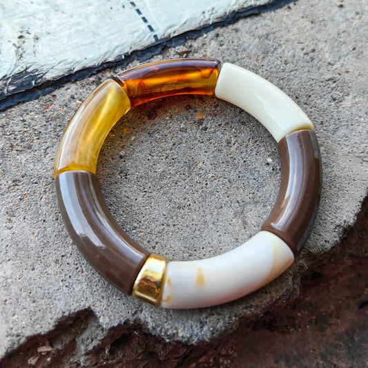 FISHSHEEP Bohemia Acrylic Colorful Bamboo Stackable Chunky Bracelet