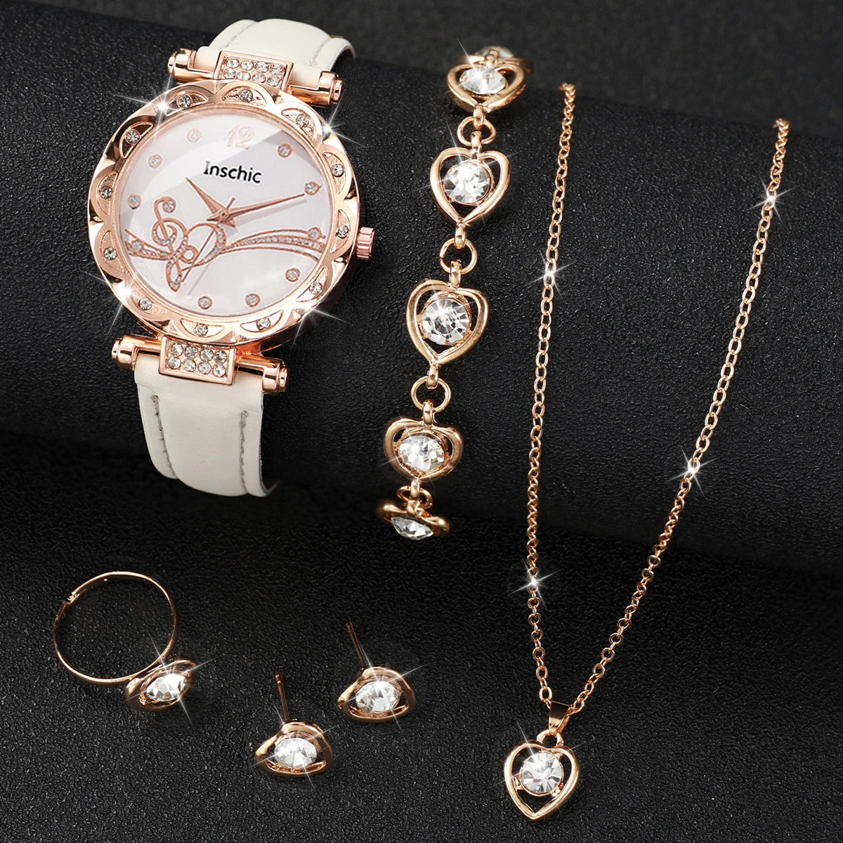 INSCHIC 6Pcs/Set Fashion Rhinestone Watch