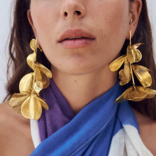Long Tassel Flower Drop Dangle Earrings