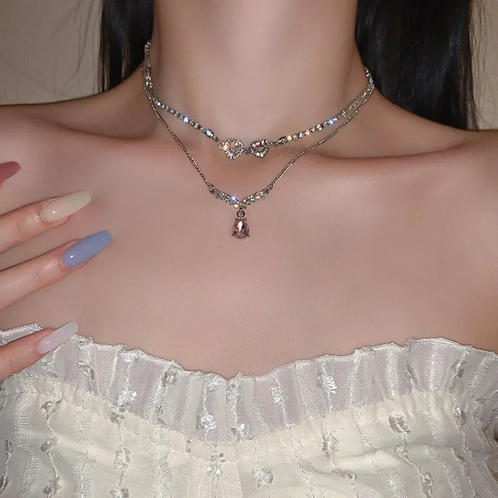 NEULRY Metal Style Silver Color Triangle Pendant Necklace