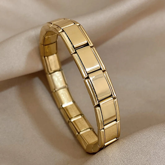 AENSOA Chunky Gold Color Stainless Steel Bracelet