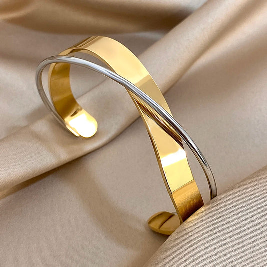 AENSOA Simple Smooth Stainless Steel Bracelet