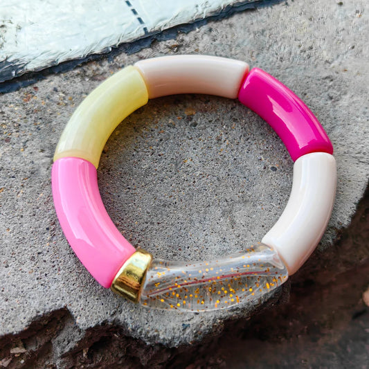 FISHSHEEP Bohemia Acrylic Colorful Bamboo Stackable Chunky Bracelet